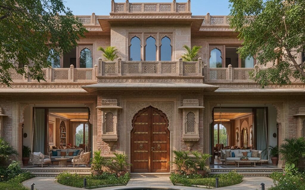 Vastu-based traditional Indian house design by Chithra Archdesign with courtyard planning and heritage elevation.