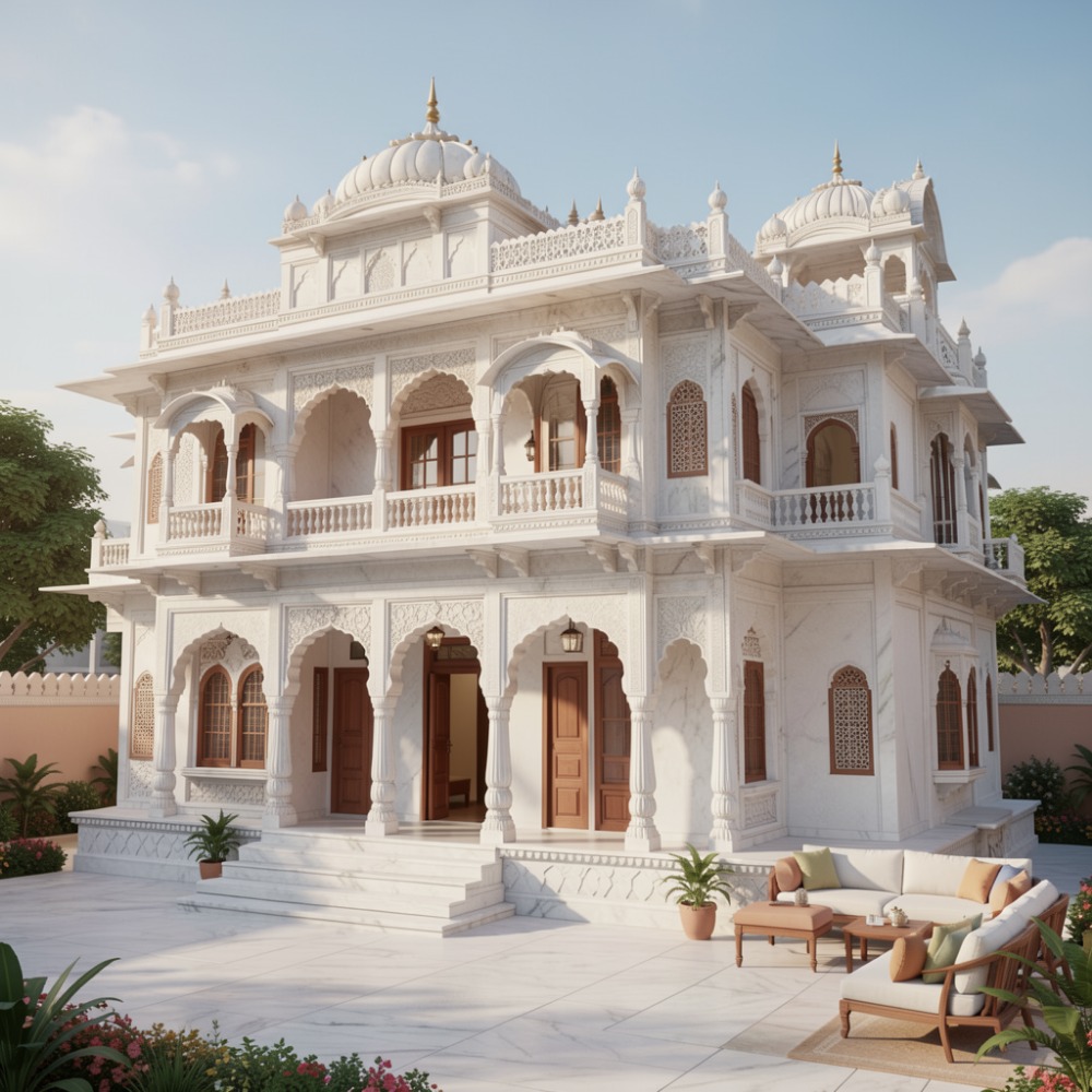 Elegant heritage residences designed in white marble with classical proportions and refined detailing.